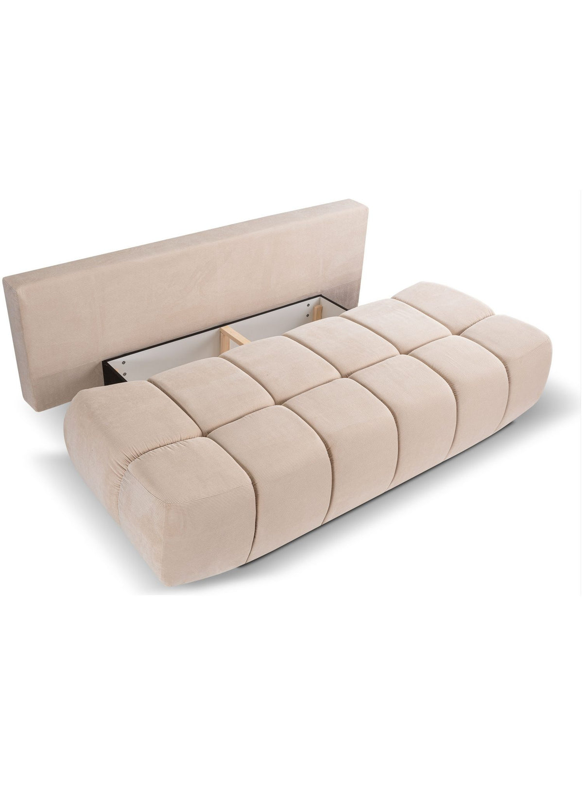 Seitenansicht des Cord Schlafsofas LAUDER in Beige