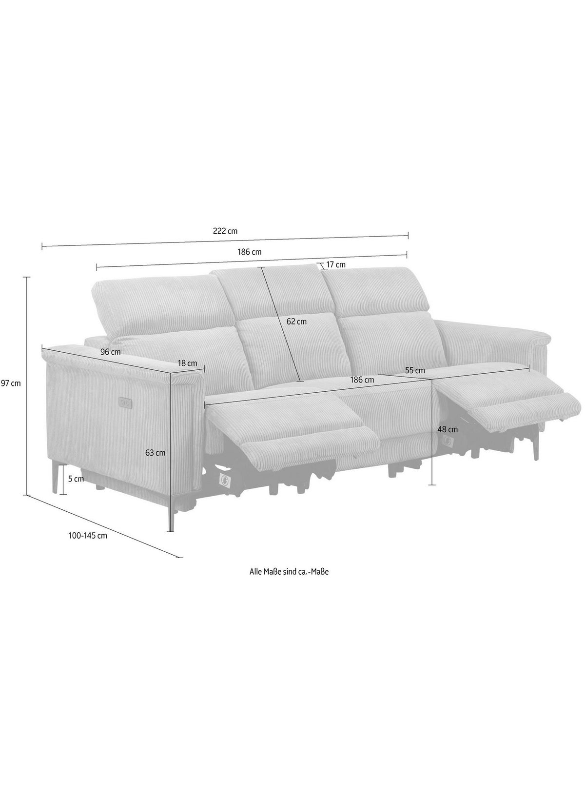 Füße und Untergestell des Cord Sofas LUND