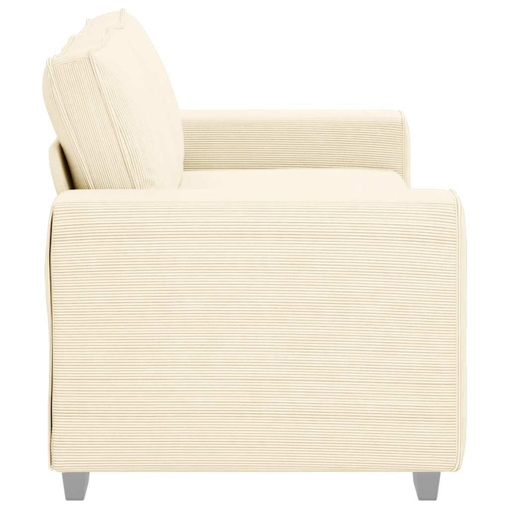 Cord Zweisitzer in Creme im Wohnzimmer