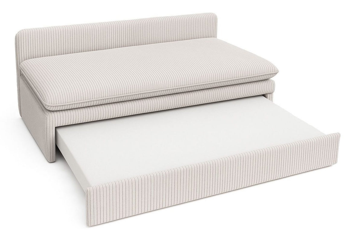 Detailaufnahme des grob gerippten Kordstoffs Poso in Beige