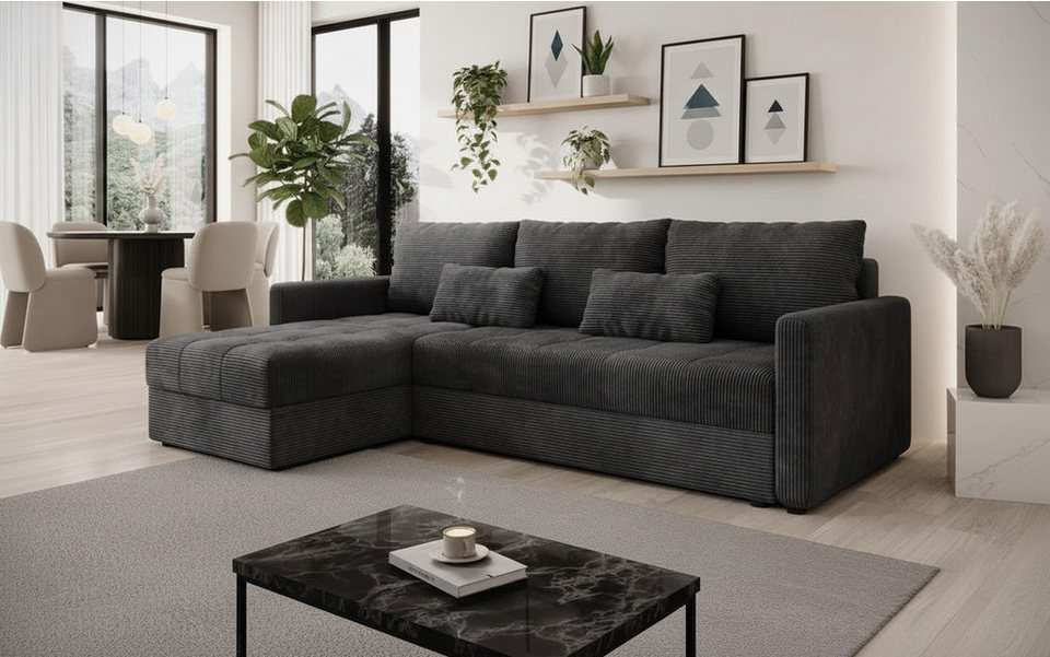 Cord Schlafsofa STYLUS in Grau Gesamtansicht