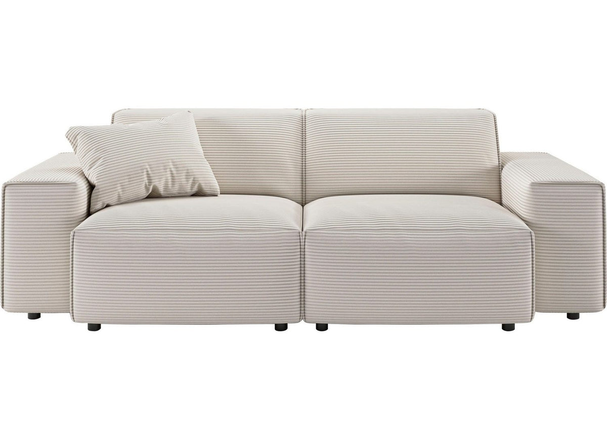 Cord Sofa GLIMMINGE in Weiß seitlich fotografiert