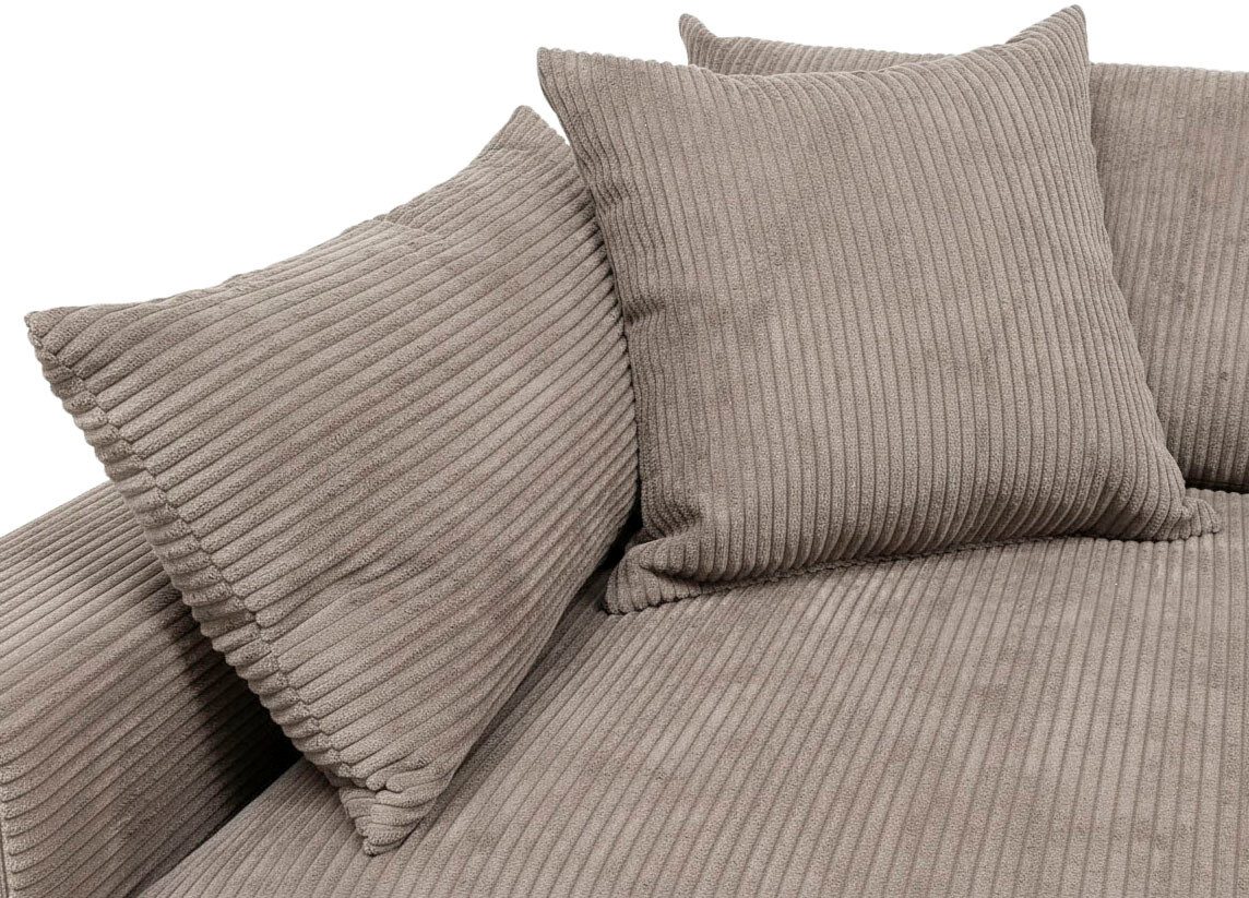 Detailaufnahme des Cordbezugs in Taupe