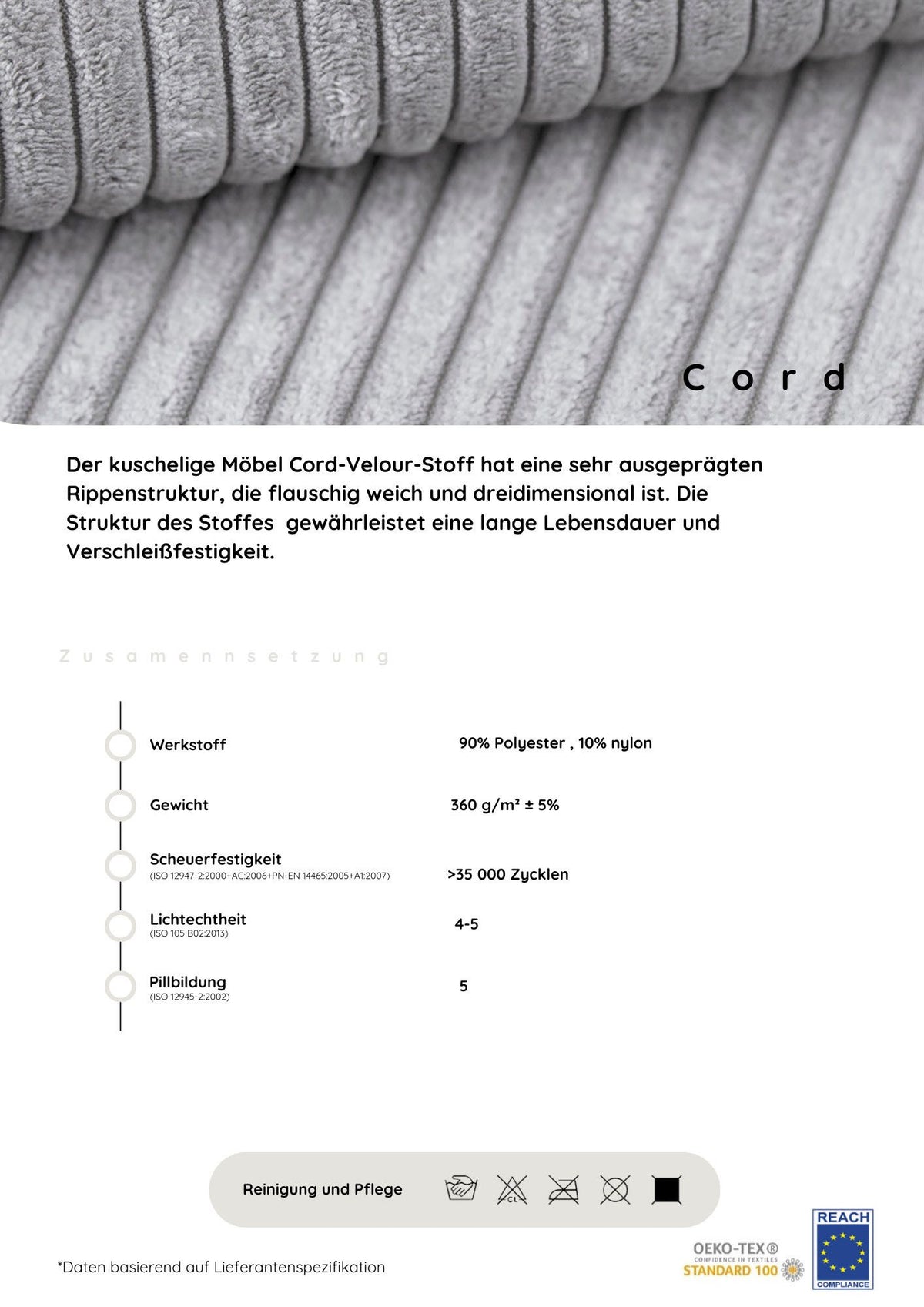 Cord Ecksofa JOSY Detailaufnahme des Cordbezugs
