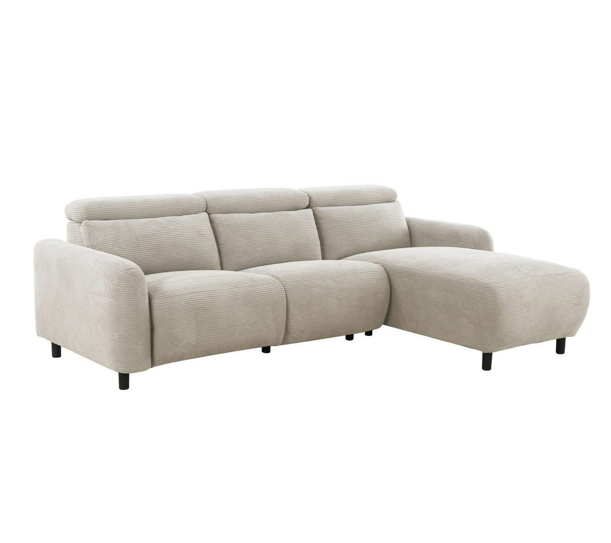 Cord Ecksofa SKAANE in Creme von vorne