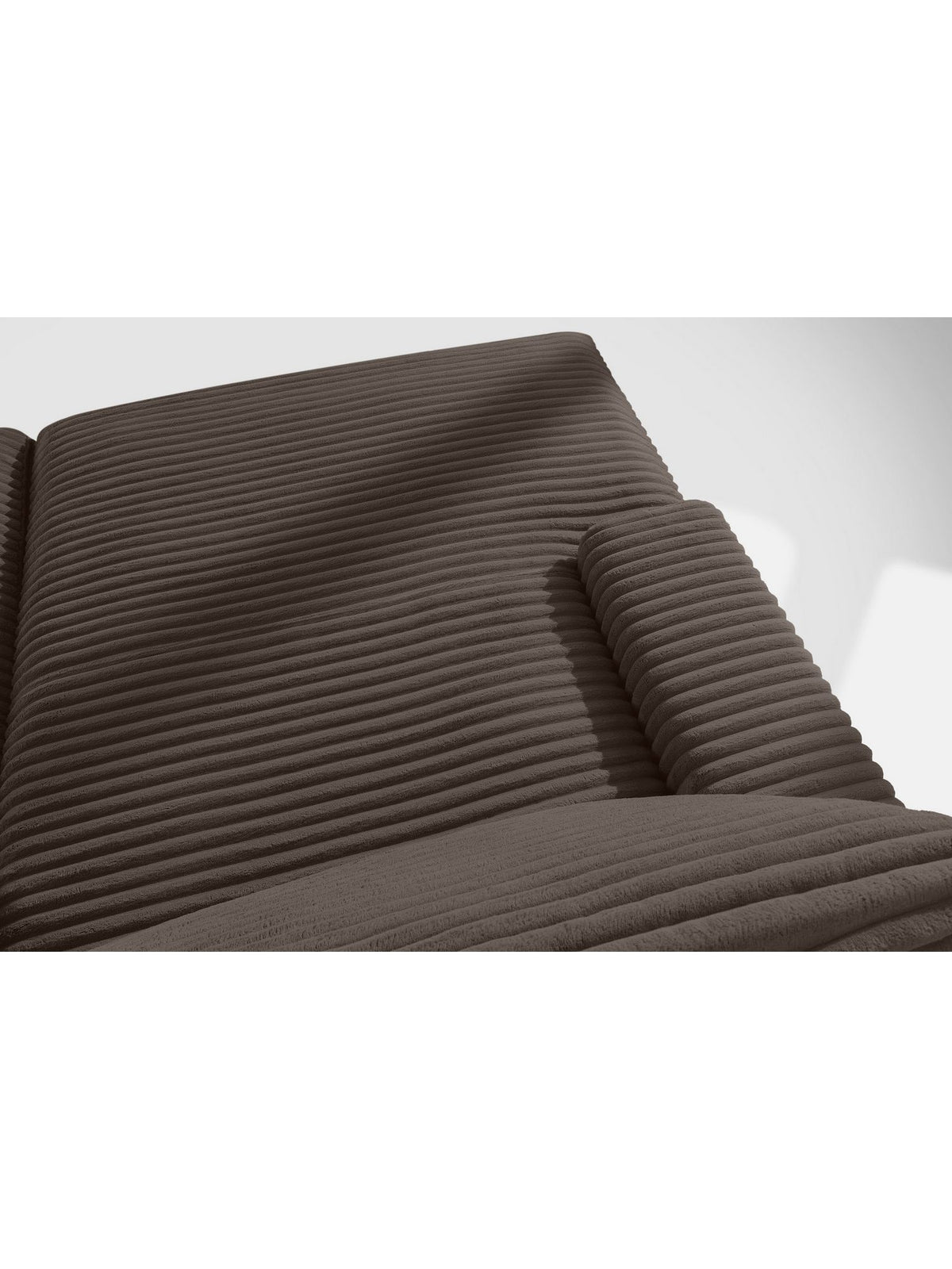 Rückansicht des braunen Cord Big Sofas ACERA