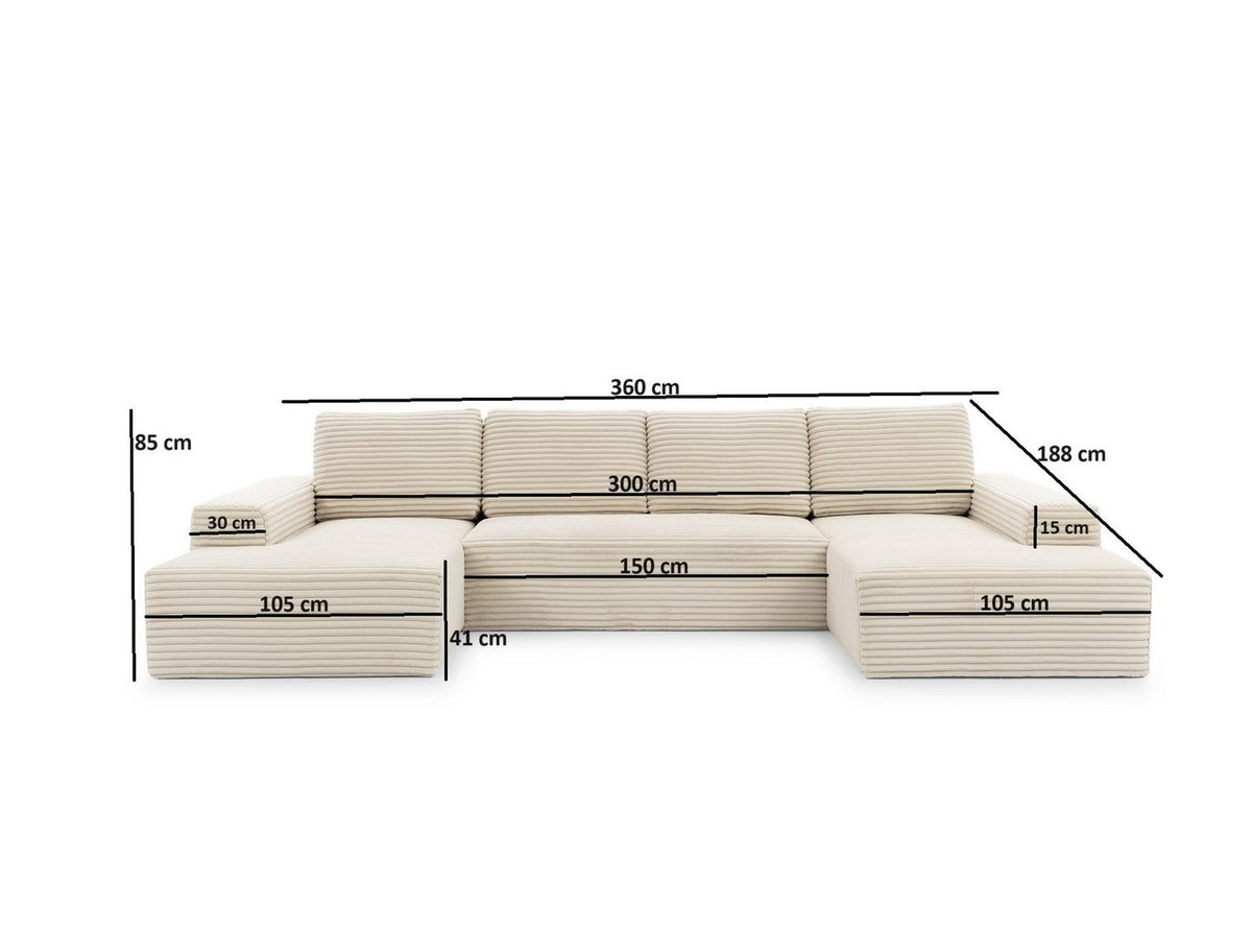 Ecksofa AZZANO in Dunkelgrau mit Ottomane