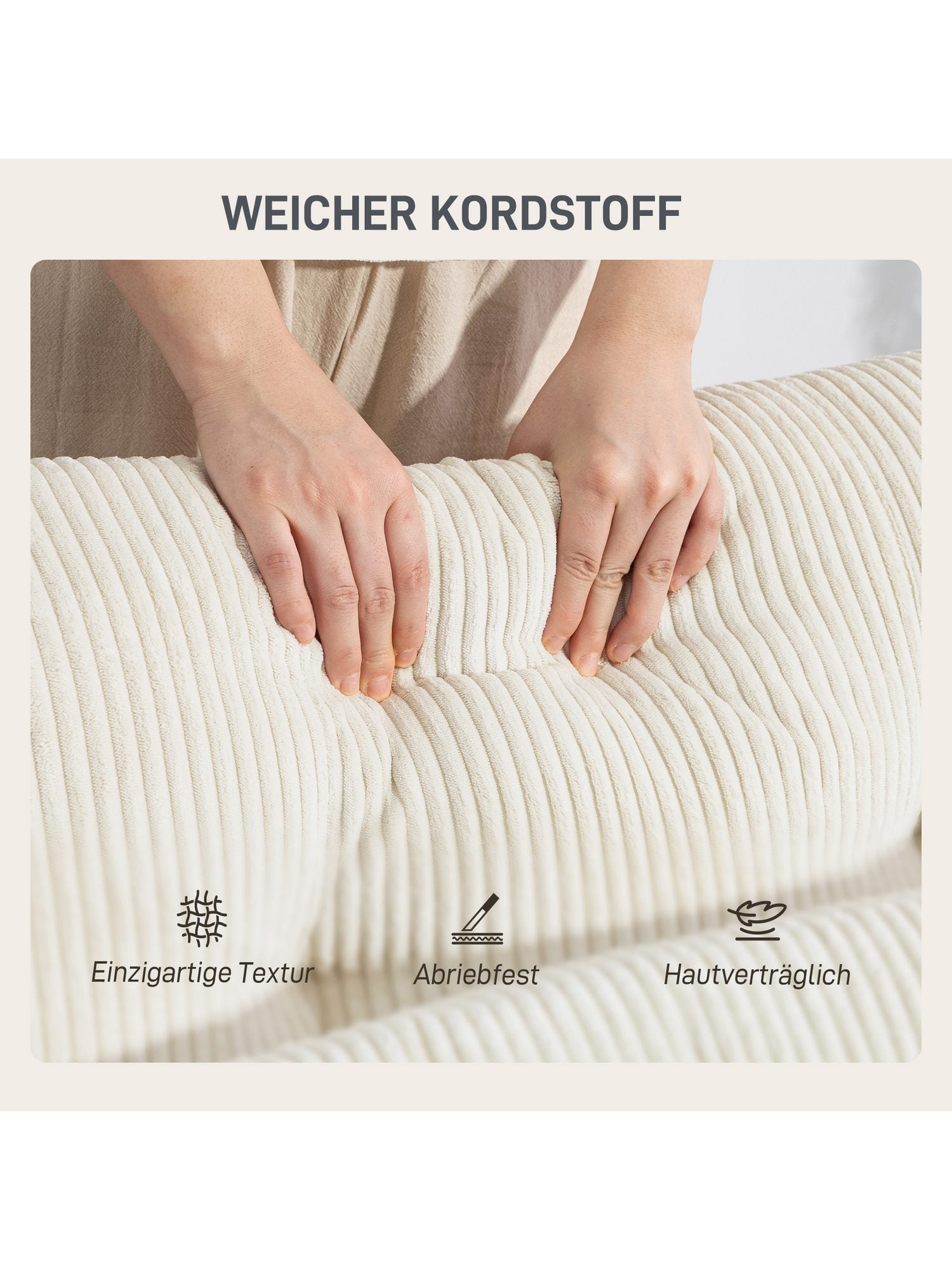 Cord Schlafsofa Becherhalter in der Armlehne