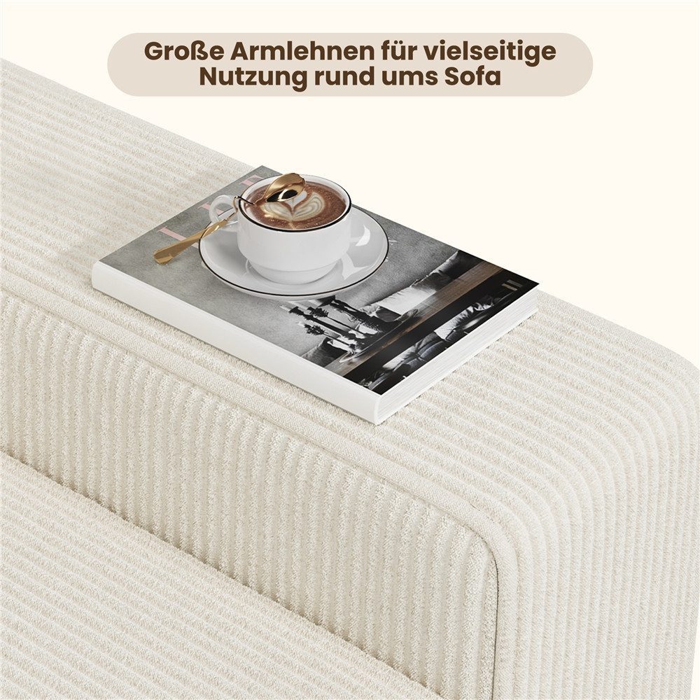 Cord Sofa Elfenbein mit losen Rückenkissen im Wohnzimmer