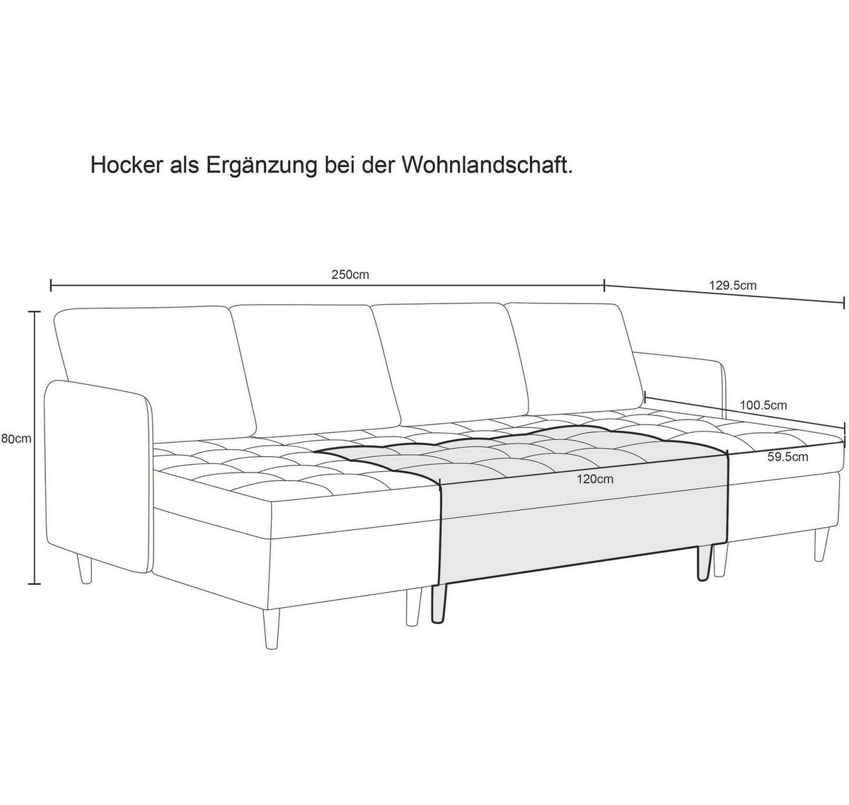 Modulsofa LINDHUS als Loungesofa gestellt