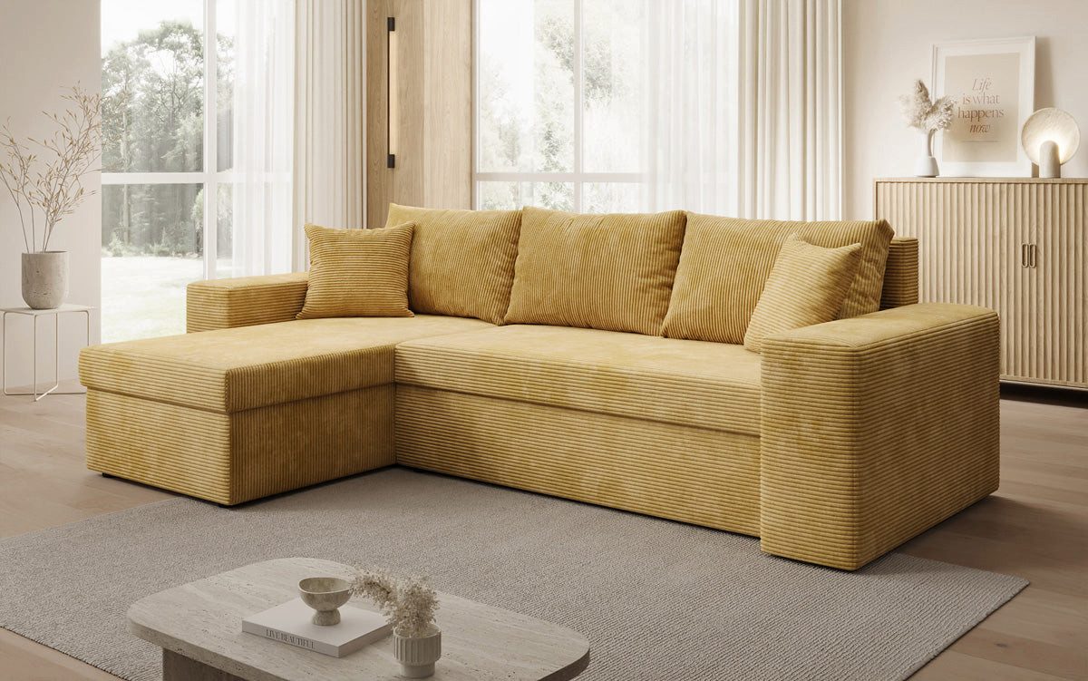 Cord Ecksofa DENVER in Safran Ansicht 2