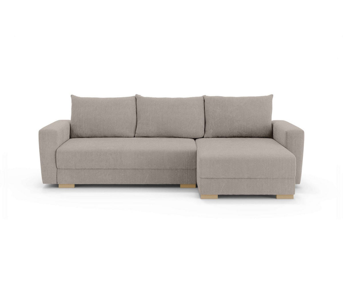 Cord Ecksofa MAGHERA in Beige von vorne