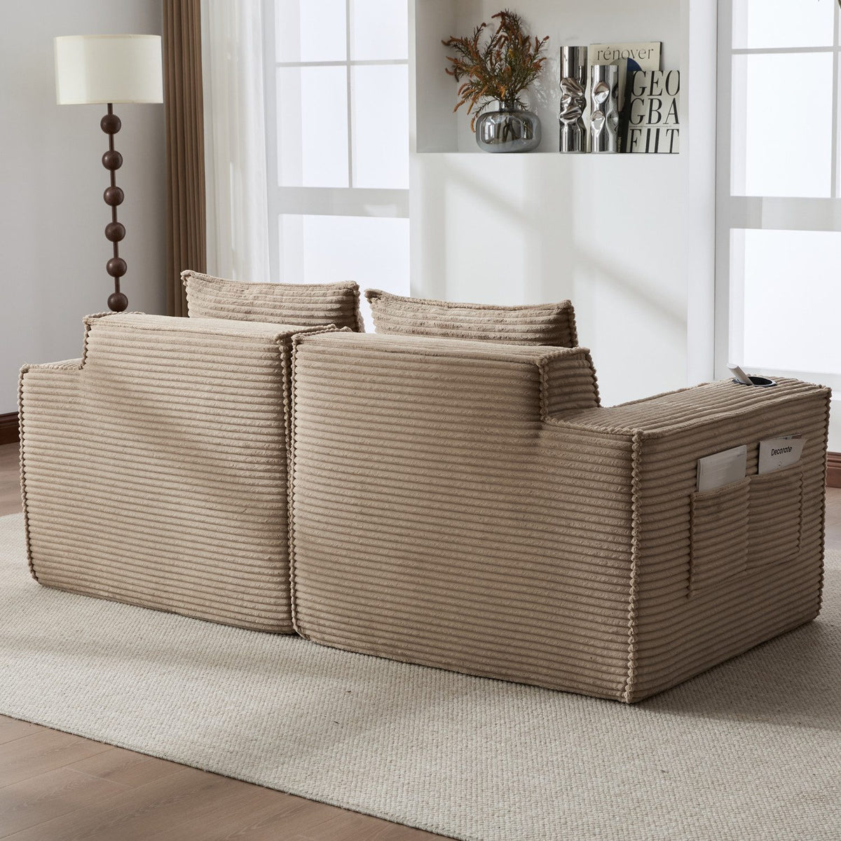 Maßskizze des modularen Cordsofas mit 188 cm Breite