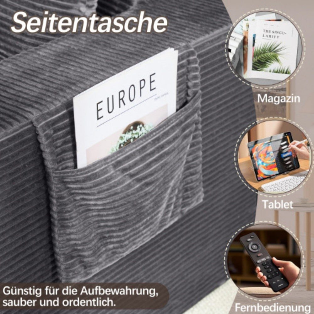 Cord Schlafsofa VIPBEAR Detailansicht des geriffelten Bezugs