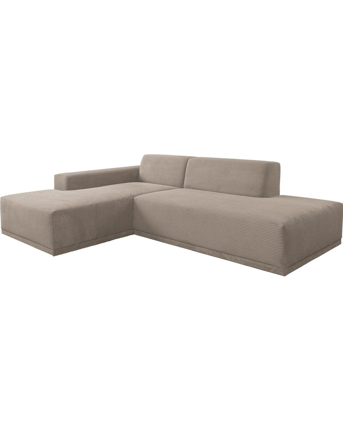 Cord Ecksofa APOLLO in Greige aus seitlicher Perspektive