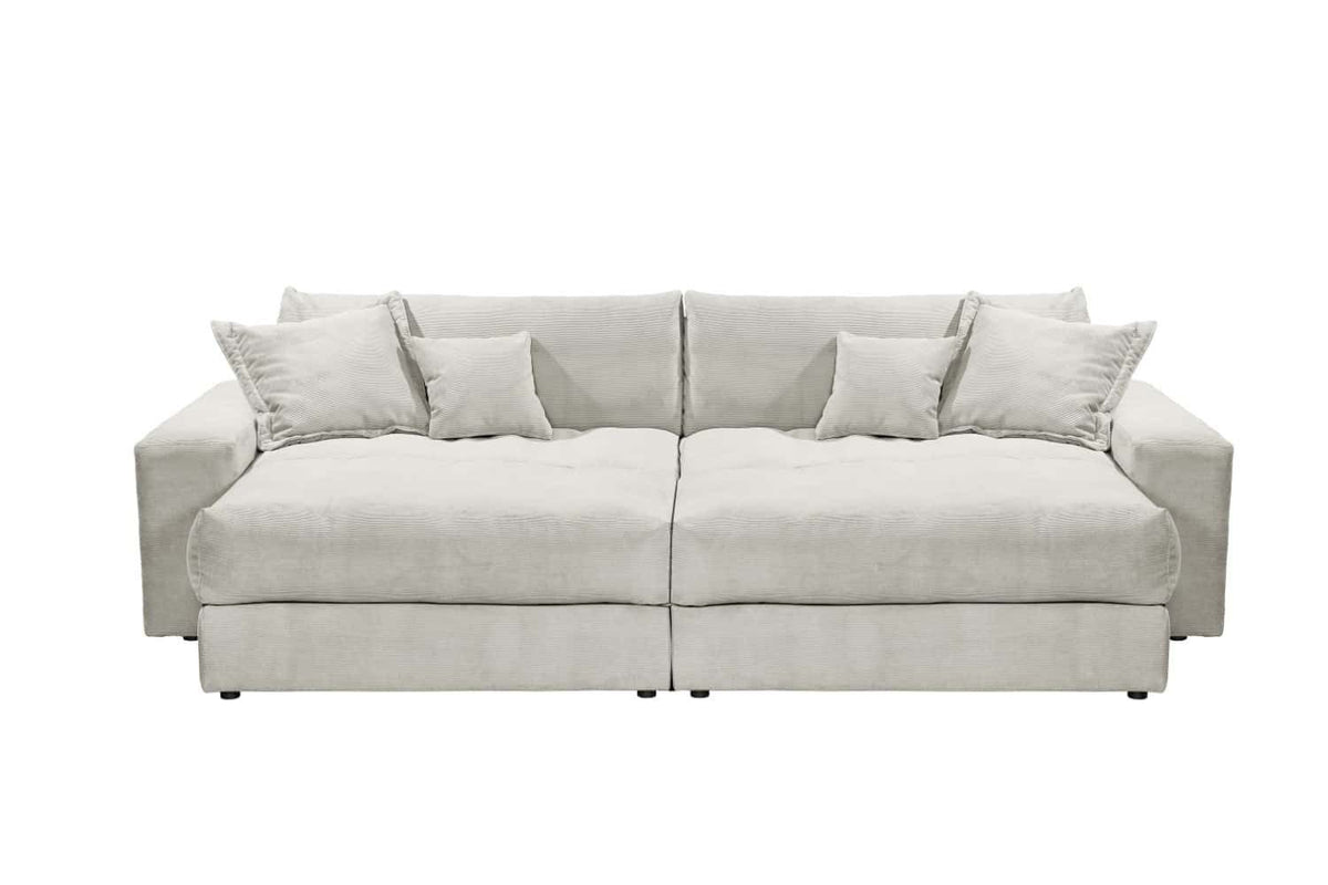 Cord Ecksofa KAMIL im Wohnzimmer mit losen Rückenkissen
