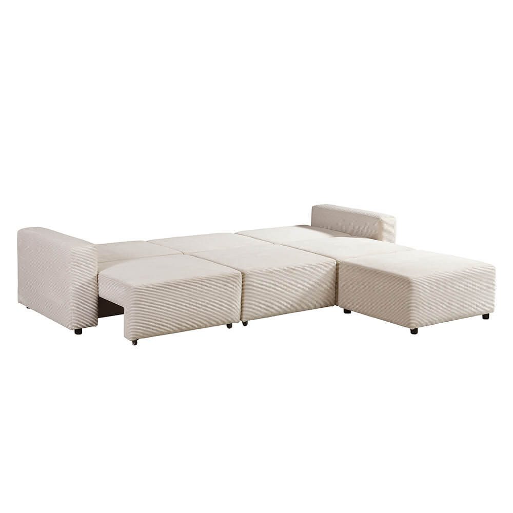 Detailaufnahme des Cord Bezugs in Beige