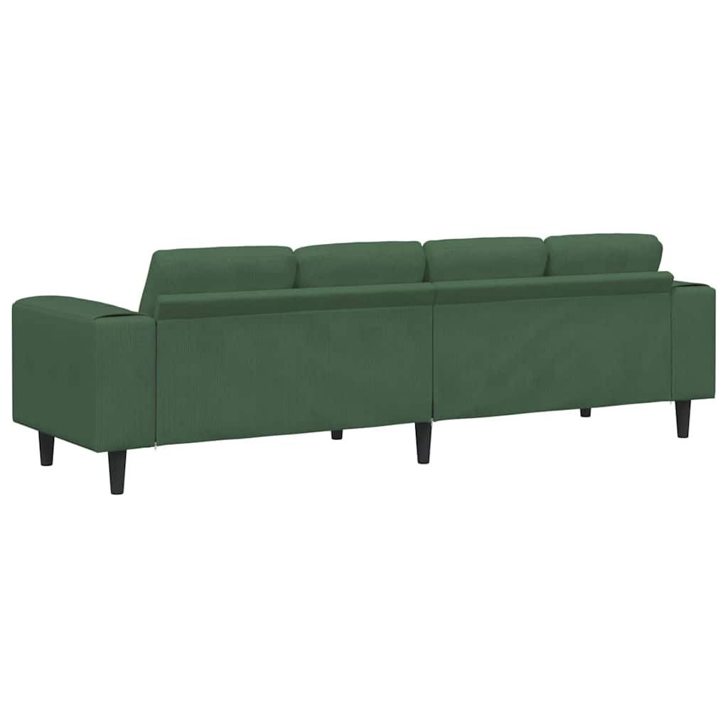 Cord Sofa Nahaufnahme des dunkelgrünen Cordstoffs