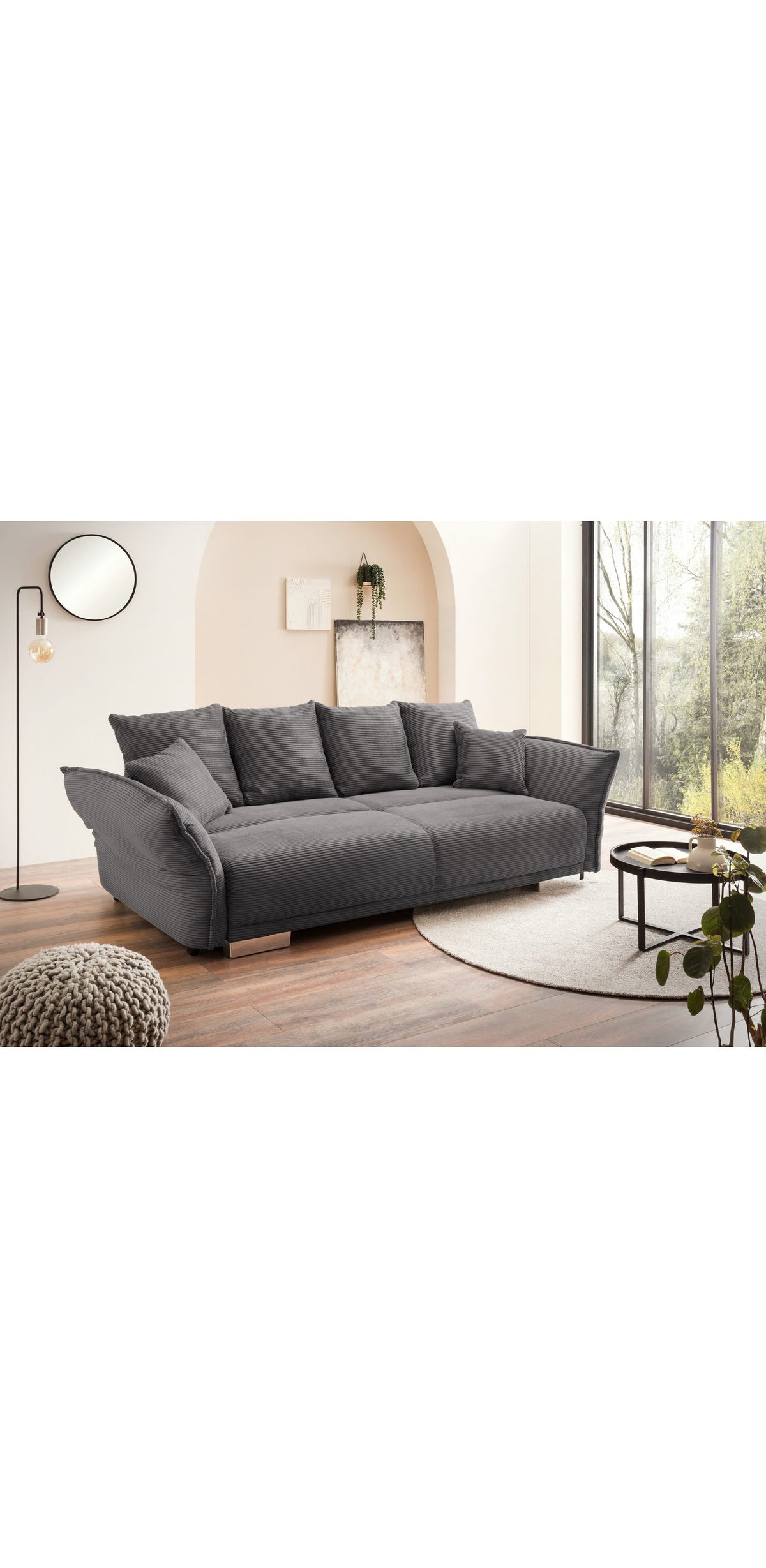 Geöffneter weißer Bettkasten des Big Sofas 17214