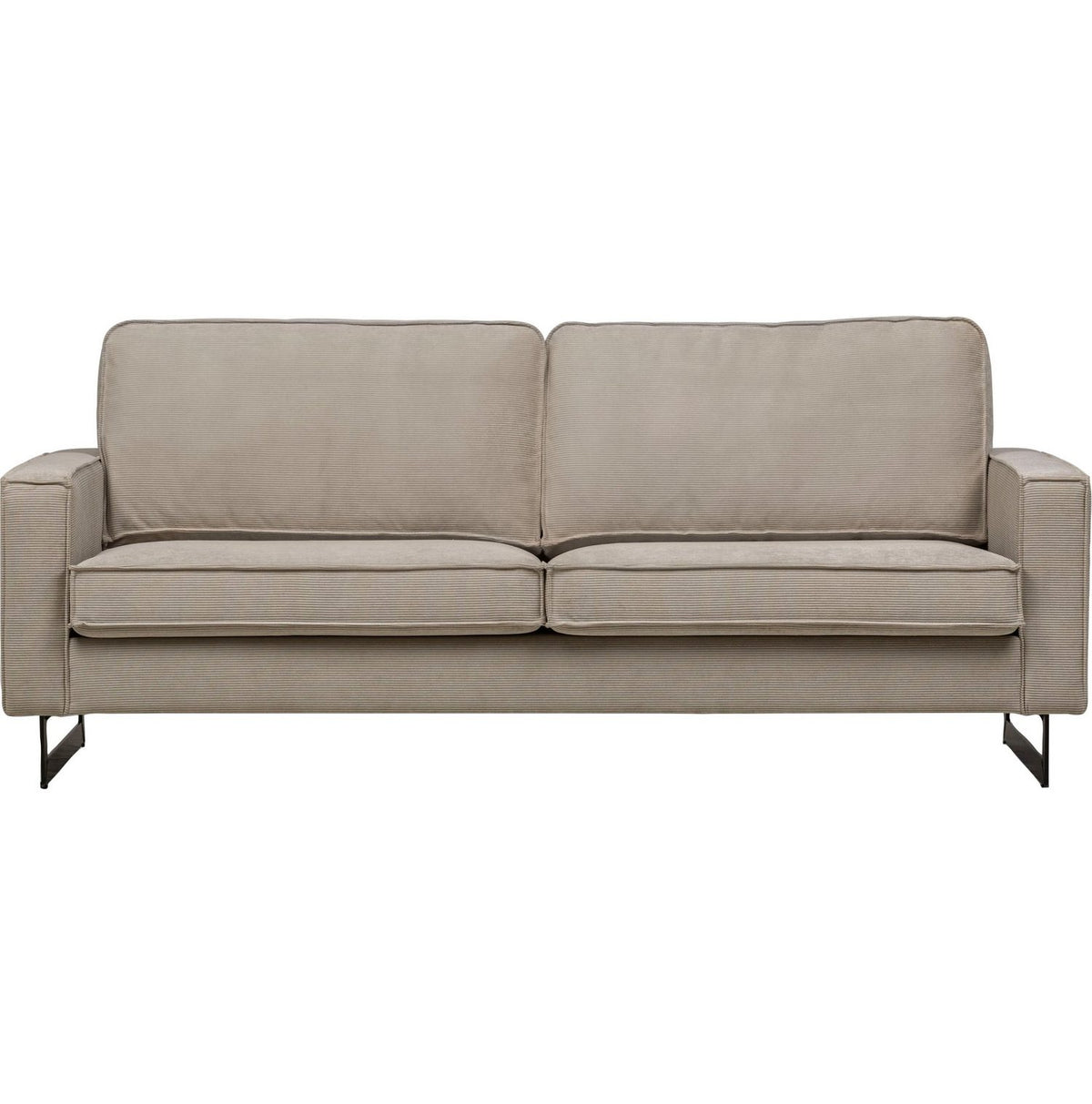 Hellgraues Cord Sofa PINTO von vorne mit losen Rückenkissen