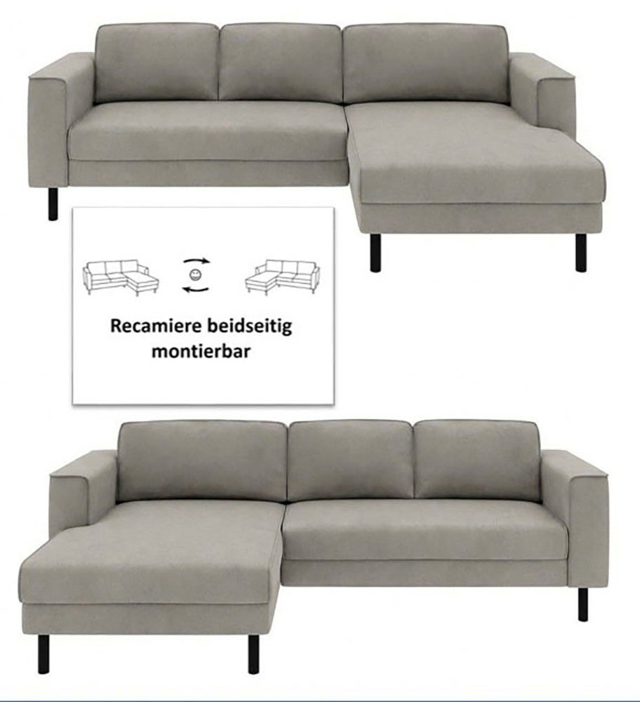 Cord Ecksofa BOOSTER II in Grau im Wohnzimmer