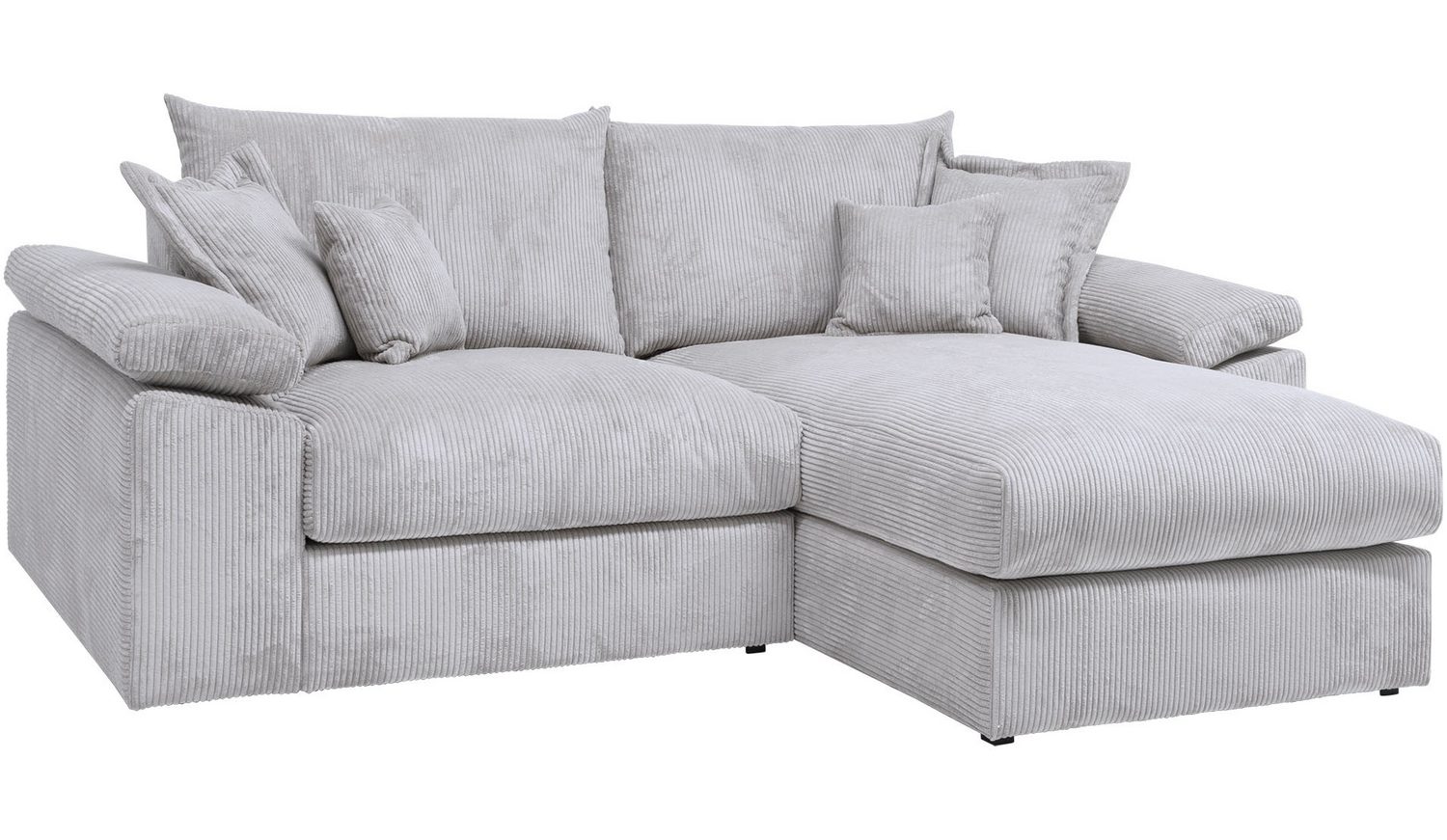 Cord Ecksofa Soft und Cosy XL in Grau Gesamtansicht