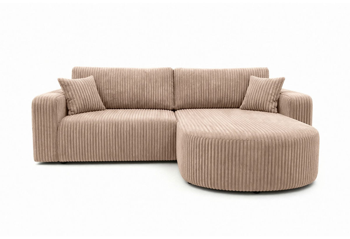 Cord Ecksofa ROUND ONE in Braun Gesamtansicht