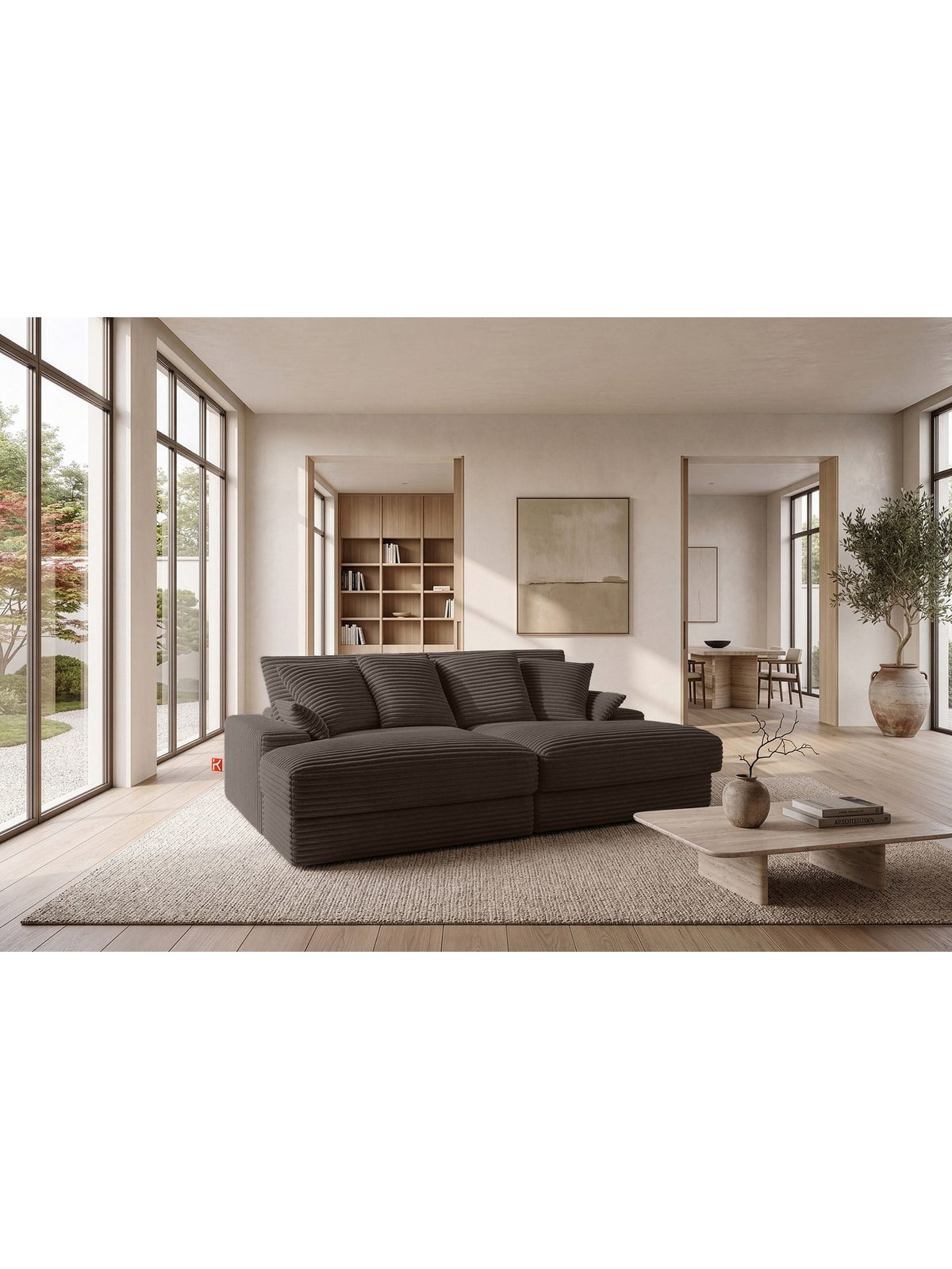ACERA Big Sofa mit sechs Zierkissen und tiefer Sitzfläche