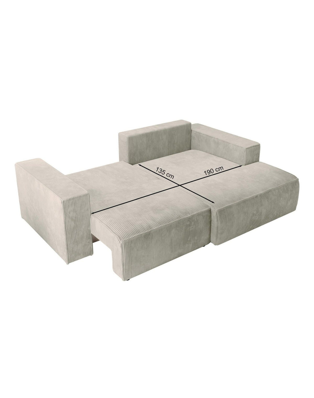 Cord Ecksofa FARESE MINI in Schwarz Detail des Cordbezugs