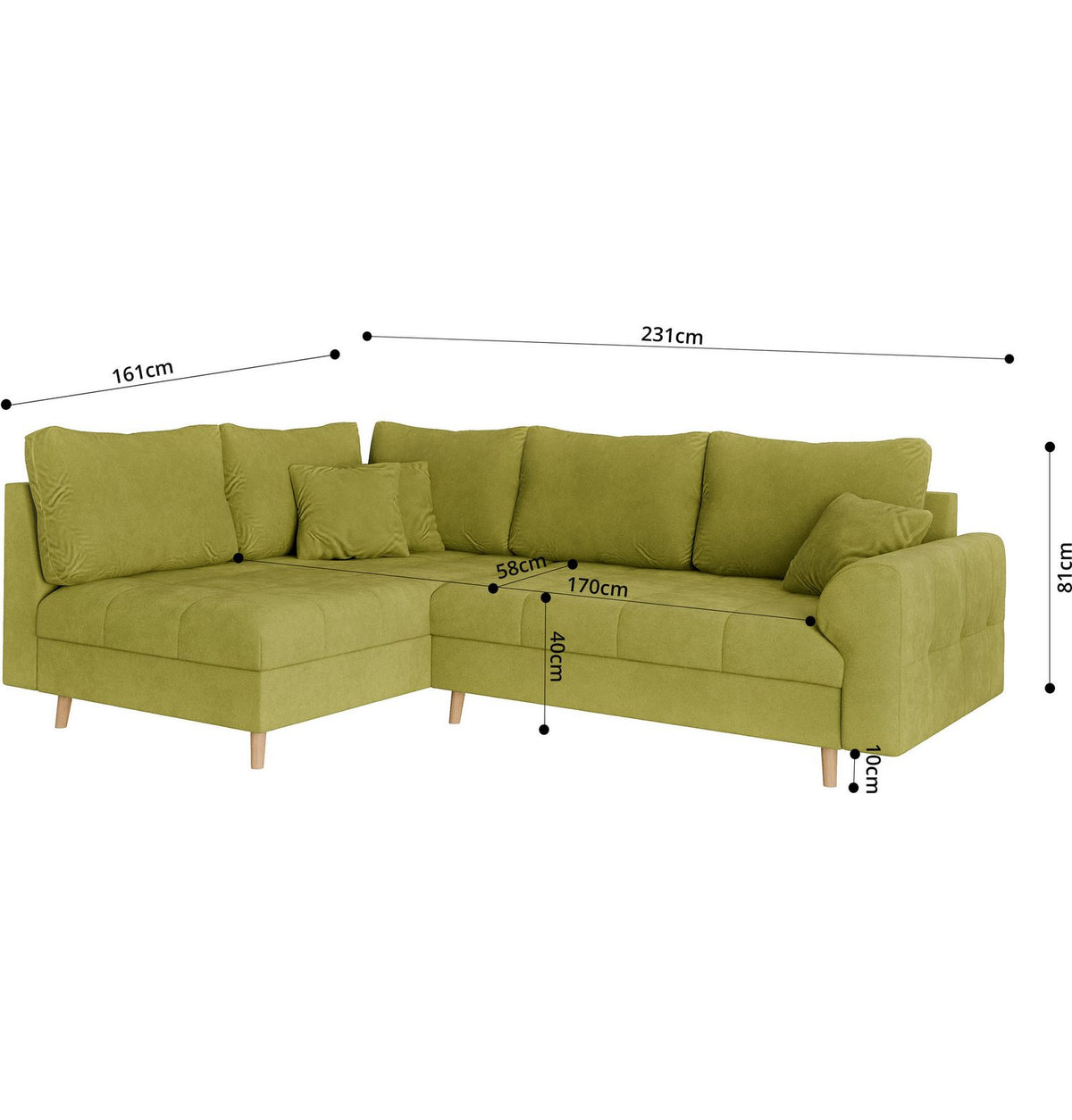 Cord Ecksofa CHARRE im Wohnzimmer aufgestellt