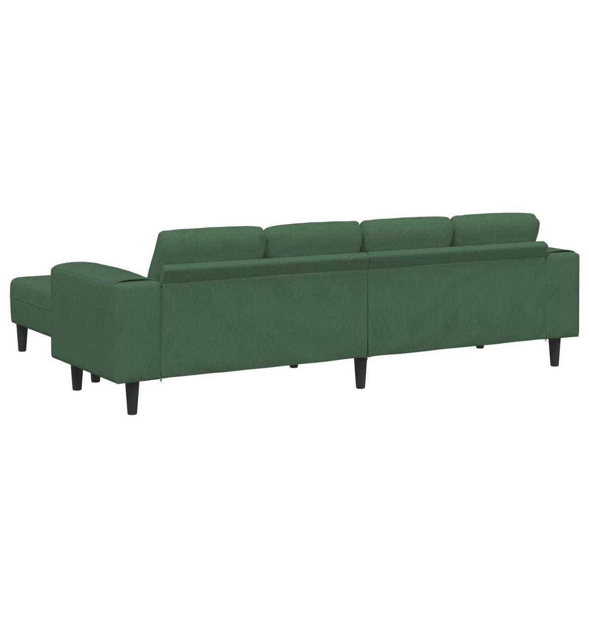 Quadratische Armlehnen des dunkelgrünen Cord Sofas