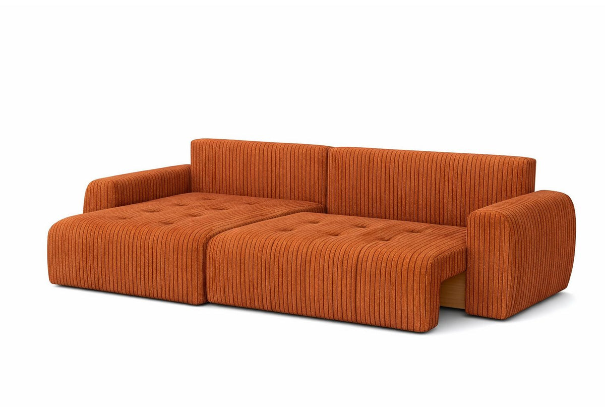 Cord Ecksofa IVO XL in Kupfer von der Seite