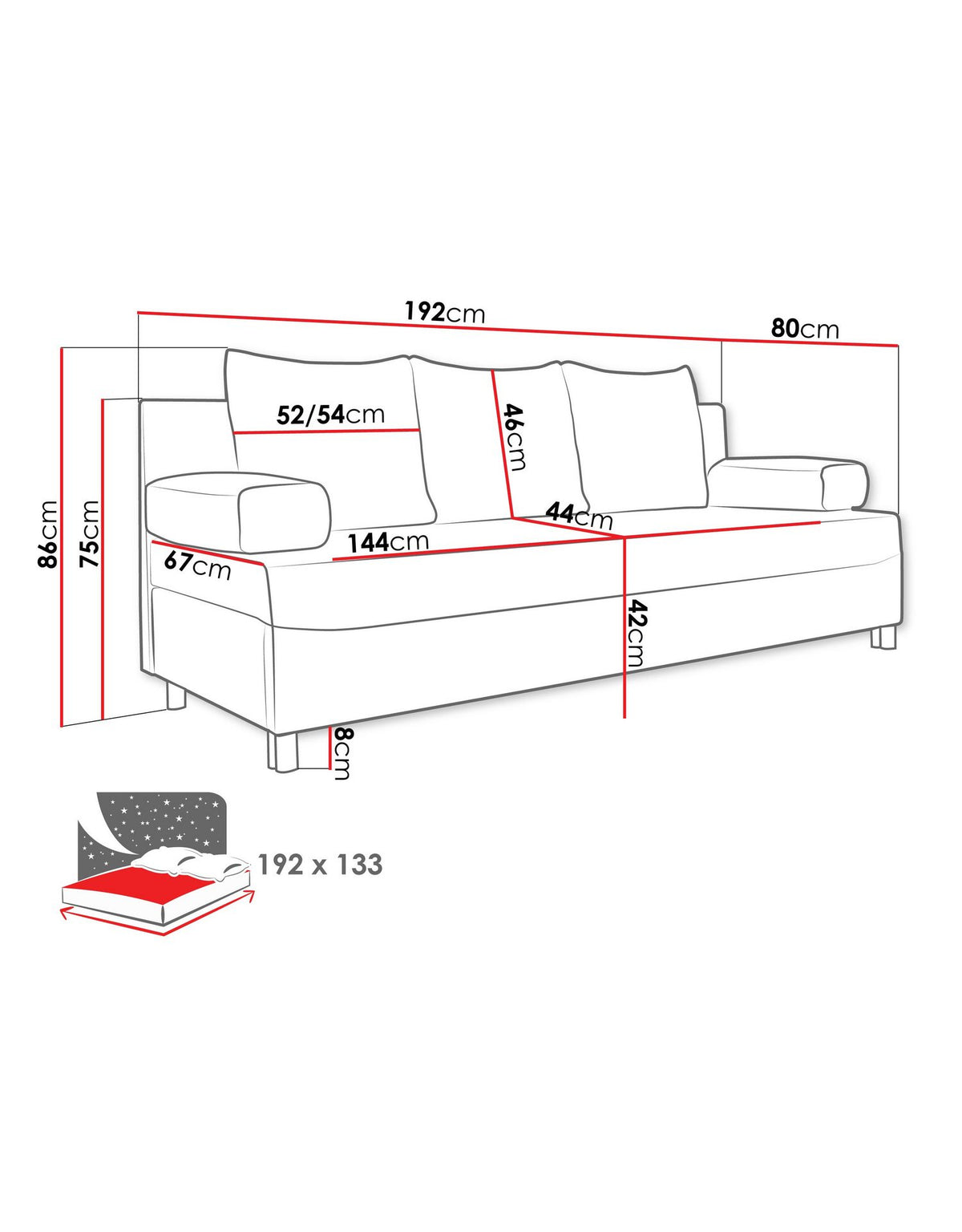 Cord Schlafsofa DOVER in Dunkelgrün Ansicht 6