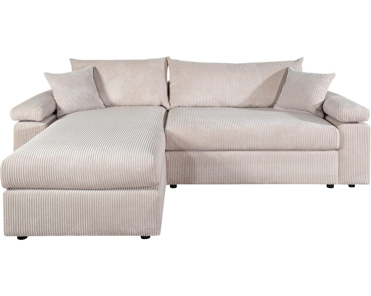 Cord Ecksofa COSY in Beige im Wohnzimmer