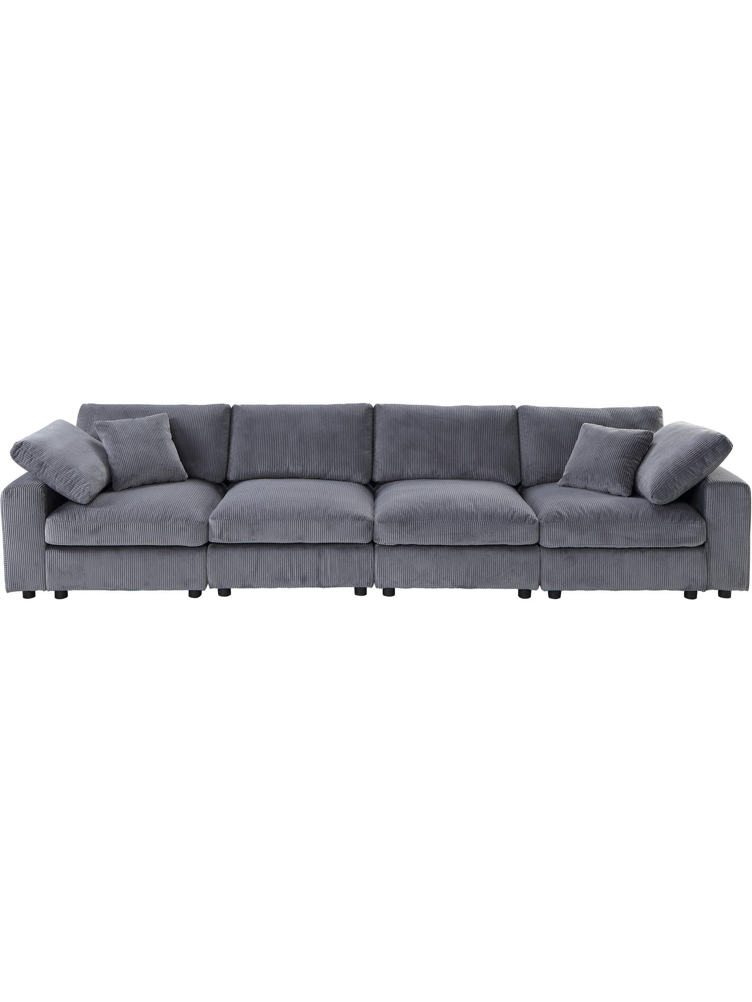 Modulares Cord Sofa BERNY Gesamtansicht in Grau