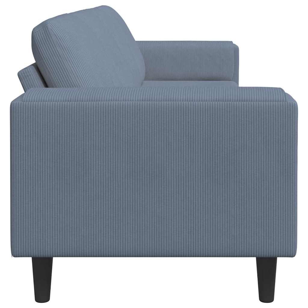 Schwarze Füße des blauen Cord Sofas