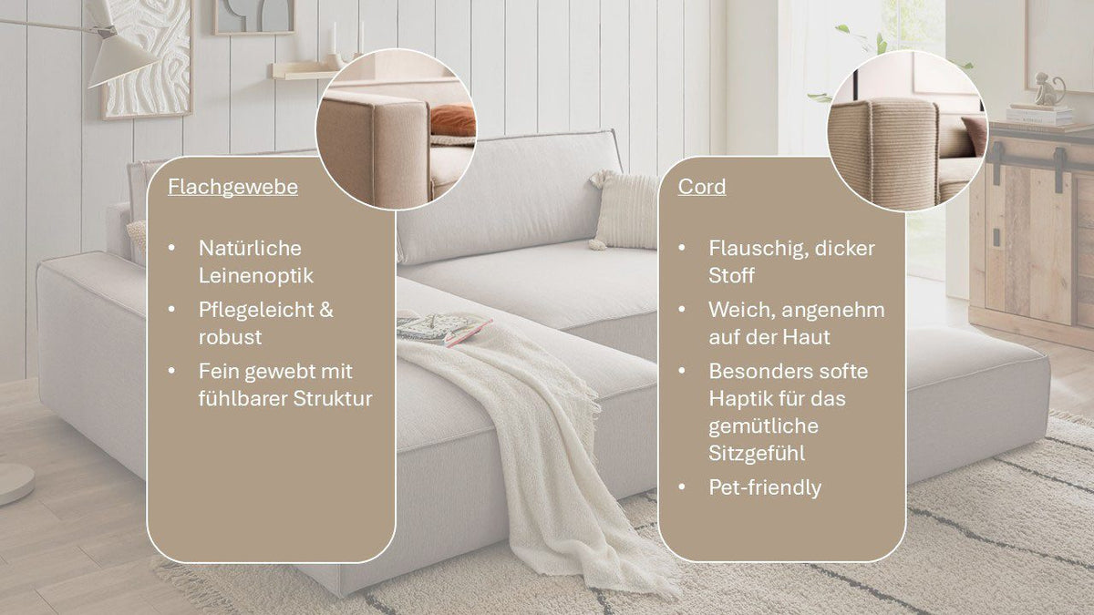 Cord Ecksofa SHERWOOD XXL in Hellbeige - Ansicht 2