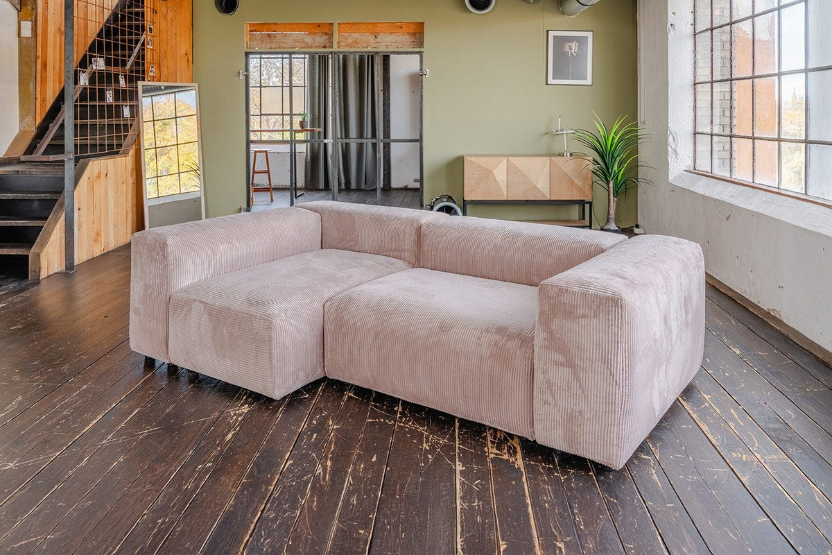 Modulares Cord Sofa MIA in Taupe Seitenansicht