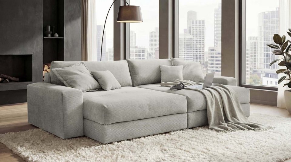 Cord Ecksofa KAMIL 301 cm in Sand