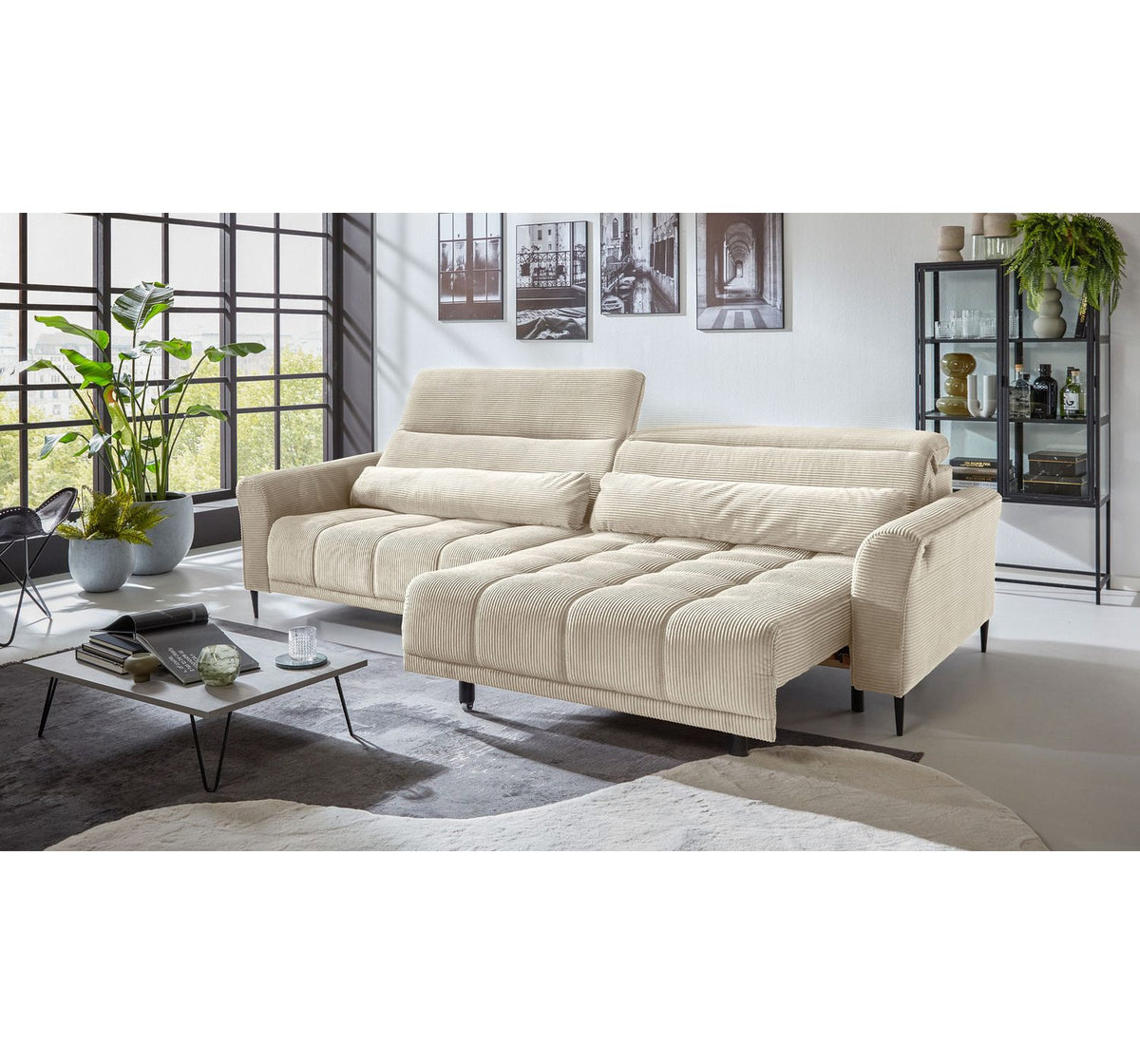 Big Sofa LOGAN aus Cord in Beige - Produktansicht 5
