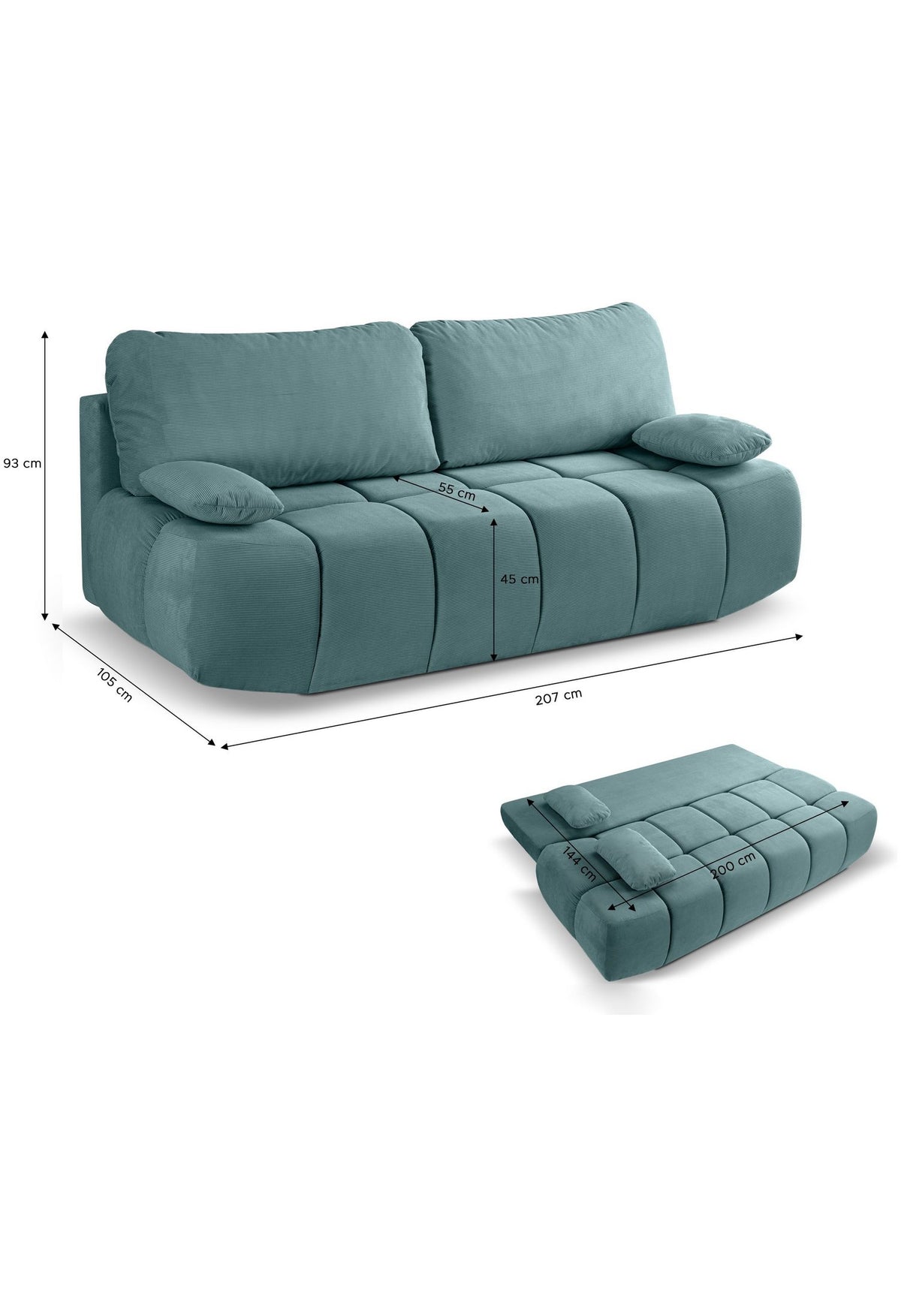 Cord Schlafsofa LAUDER Nahaufnahme des Cordstoffs