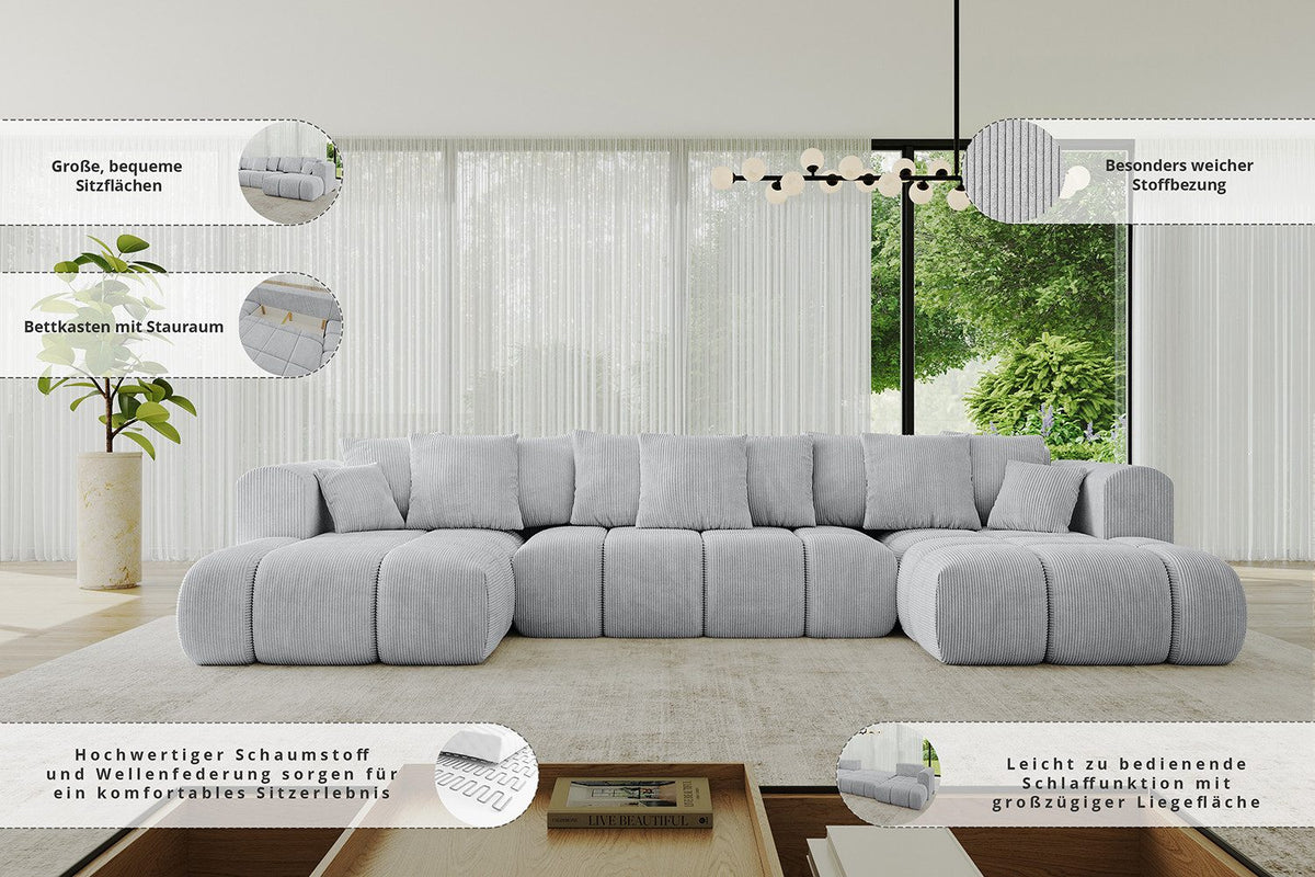 Detailansicht des Cordbezugs in Poso 105 Beige
