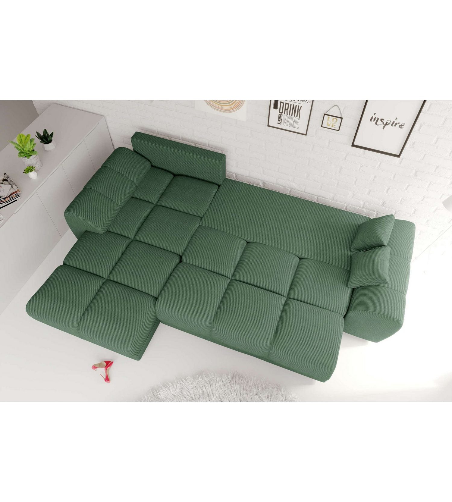 Detailansicht des Cordstoffs POSO in Khaki