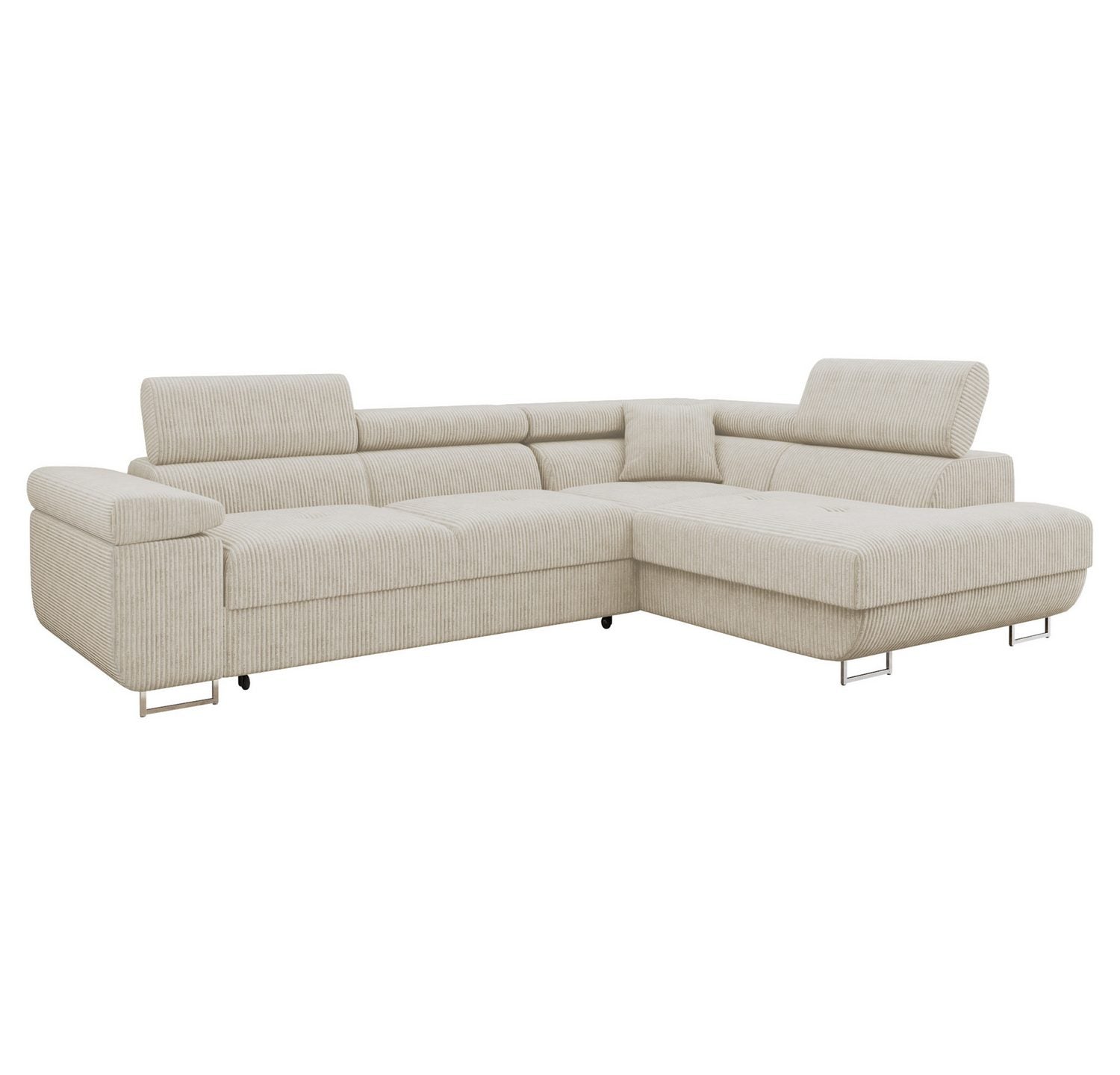 Cord Ecksofa TOREZIO in Beige Gesamtansicht