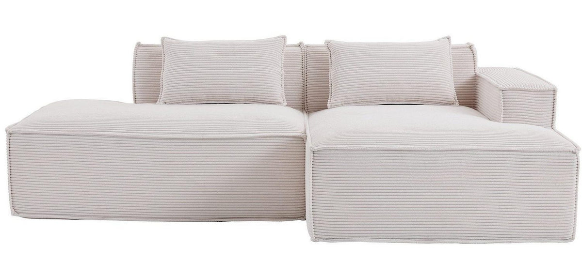 Modulares Cord Ecksofa LVHOM in Weiß mit linker Chaiselongue