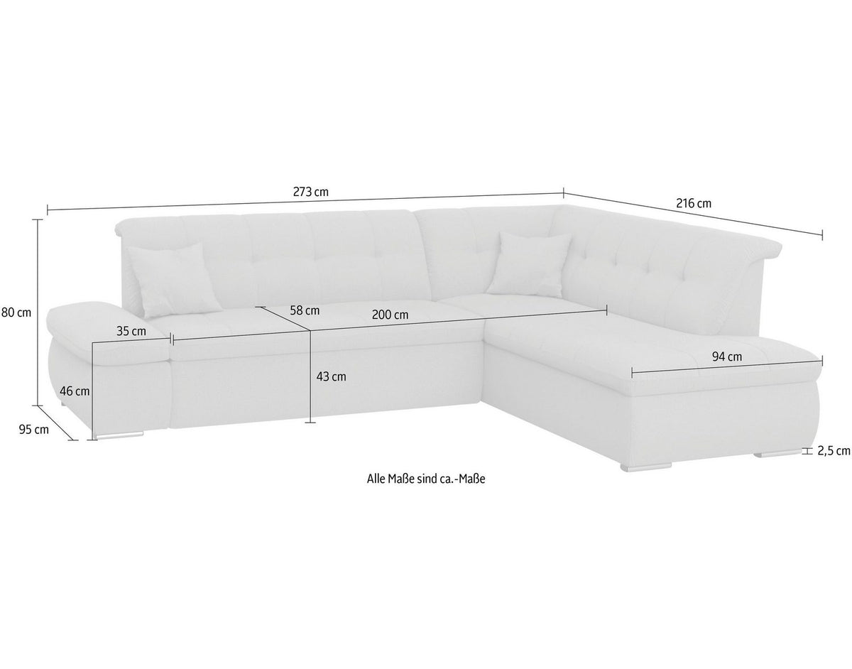 Cord Ecksofa MORIC in Grau Silber Ansicht 6