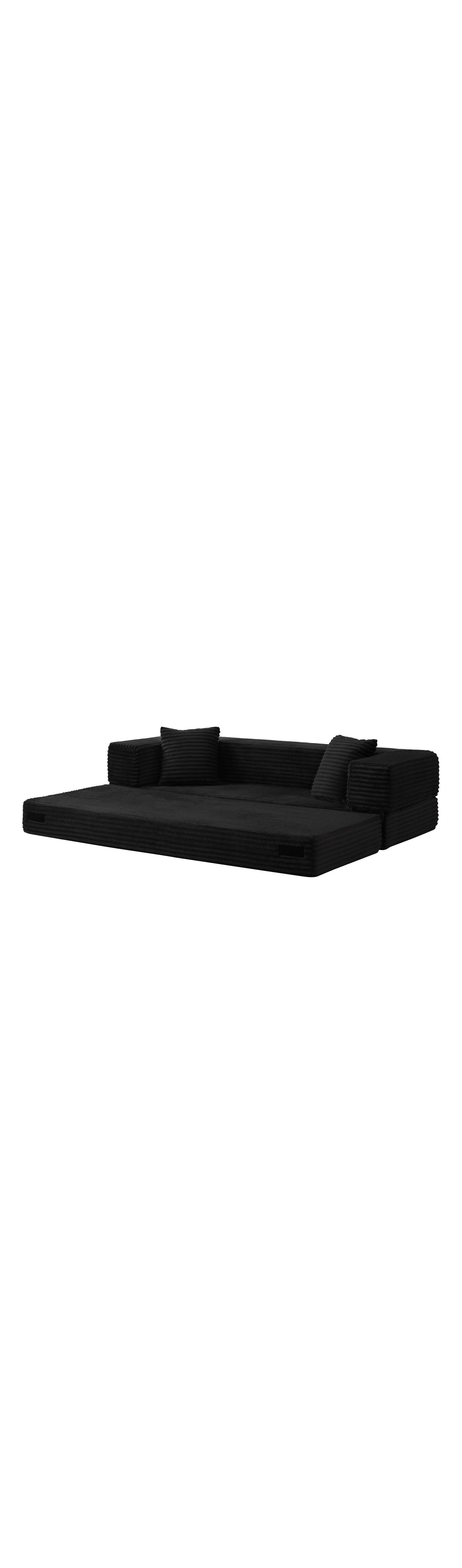 Cord Schlafsofa 200 cm in Schwarz Ansicht 2
