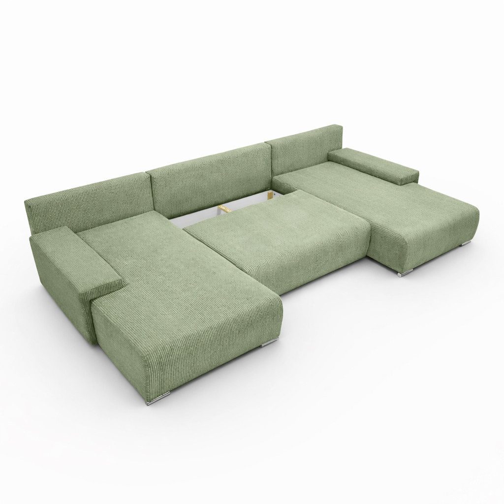 Cord Wohnlandschaft LIVORNO U im Wohnzimmer mit Zierkissen