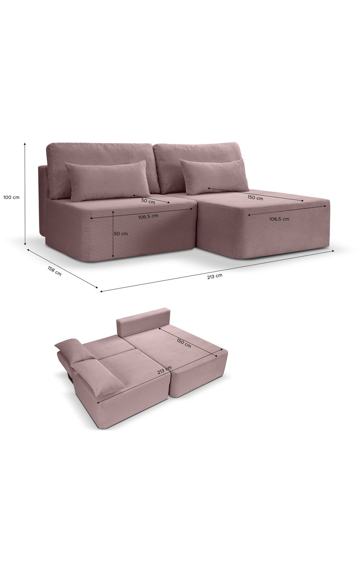 Rückansicht des Schlafsofas AMSTERIX