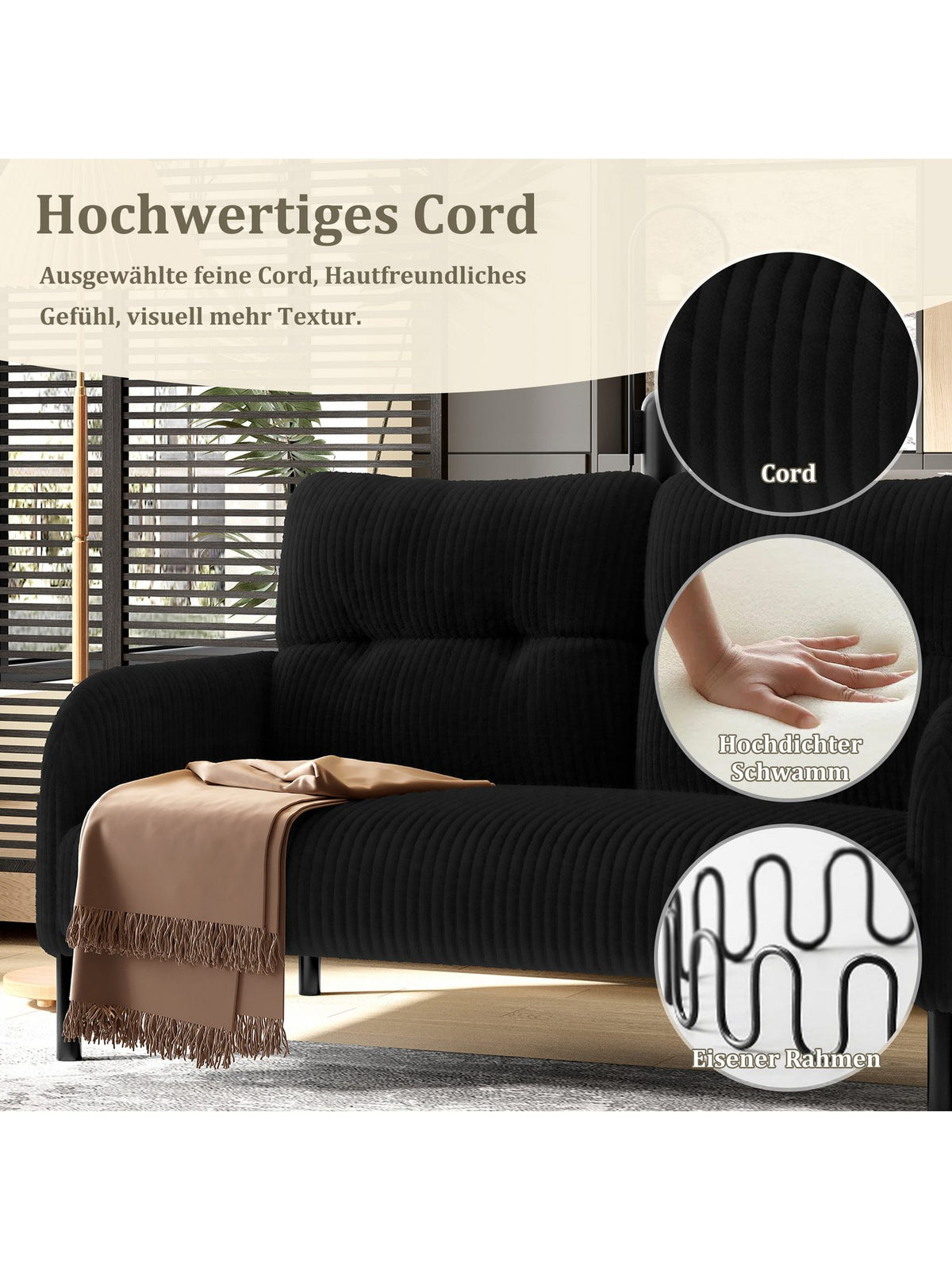 Seitentasche des Cord Sofas BLINGBIN